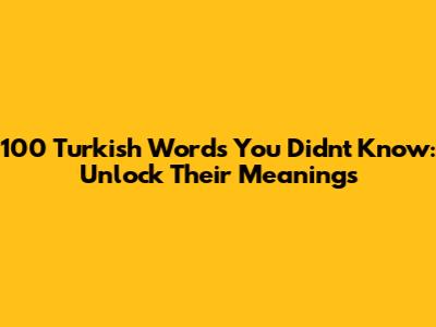 100 Turkish Words You Didn't Know: Unlock Their Meanings