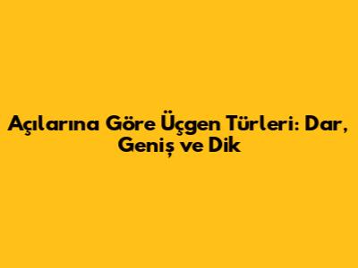 Açılarına Göre Üçgen Türleri: Dar, Geniş ve Dik