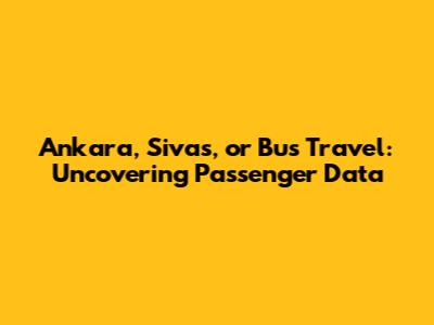 Ankara, Sivas, or Bus Travel: Uncovering Passenger Data