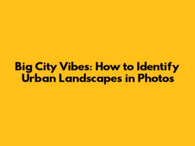 Big City Vibes: How to Identify Urban Landscapes in Photos