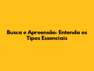 Busca e Apreensão: Entenda os Tipos Essenciais