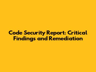 Code Security Report: Critical Findings and Remediation