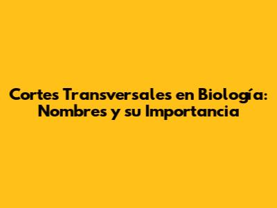 Cortes Transversales en Biología: Nombres y su Importancia