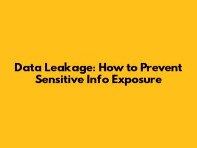 Data Leakage: How to Prevent Sensitive Info Exposure