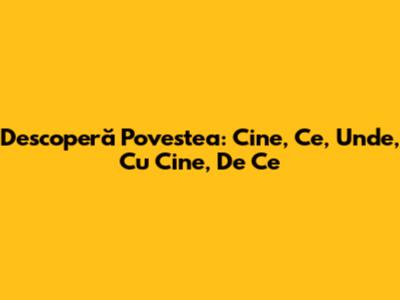 Descoperă Povestea: Cine, Ce, Unde, Cu Cine, De Ce