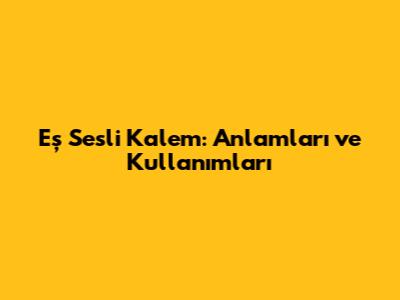 Eş Sesli Kalem: Anlamları ve Kullanımları