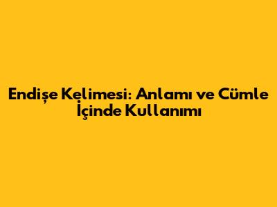 Endişe Kelimesi: Anlamı ve Cümle İçinde Kullanımı