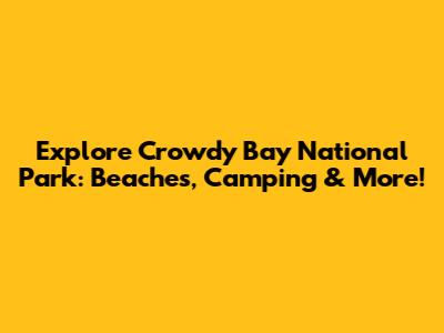 Explore Crowdy Bay National Park: Beaches, Camping & More!