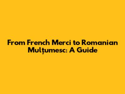 From French 'Merci' to Romanian 'Mulțumesc': A Guide