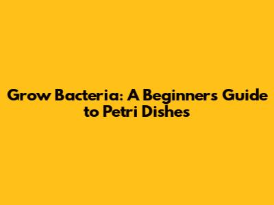 Grow Bacteria: A Beginner's Guide to Petri Dishes