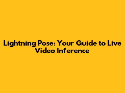 Lightning Pose: Your Guide to Live Video Inference