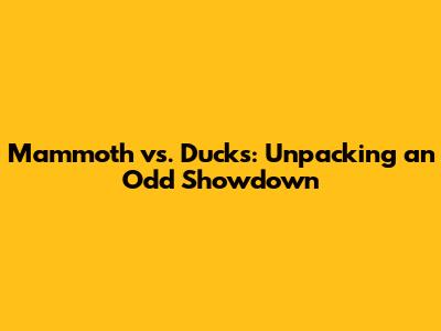 Mammoth vs. Ducks: Unpacking an Odd Showdown