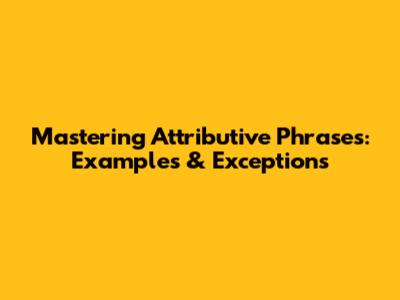 Mastering Attributive Phrases: Examples & Exceptions