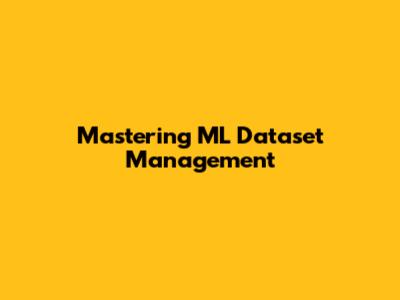 Mastering ML Dataset Management
