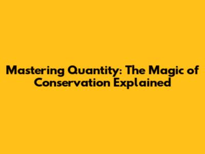 Mastering Quantity: The Magic of Conservation Explained