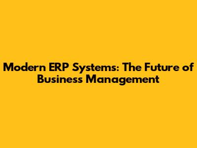 Modern ERP Systems: The Future of Business Management