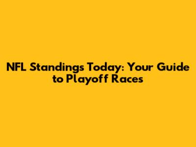 NFL Standings Today: Your Guide to Playoff Races