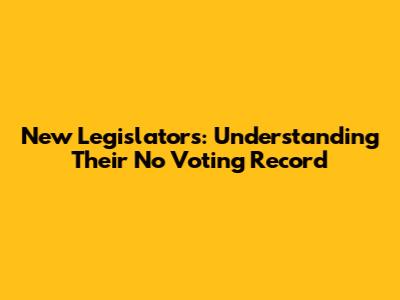 New Legislators: Understanding Their 'No Voting Record'