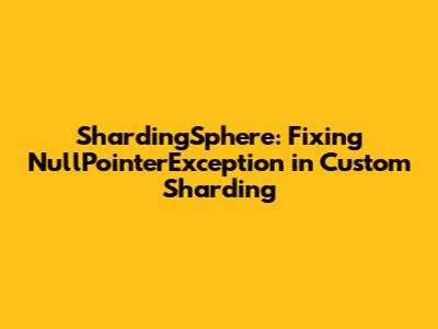 ShardingSphere: Fixing NullPointerException in Custom Sharding