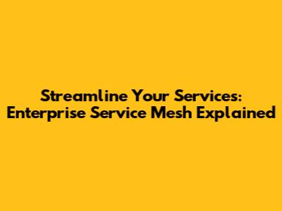Streamline Your Services: Enterprise Service Mesh Explained