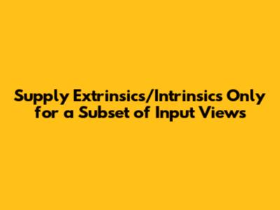 Supply Extrinsics/Intrinsics Only for a Subset of Input Views