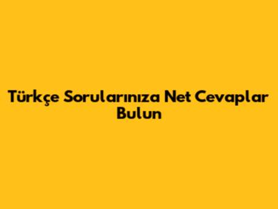 Türkçe Sorularınıza Net Cevaplar Bulun