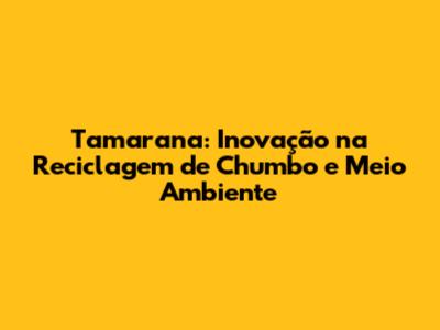Tamarana: Inovação na Reciclagem de Chumbo e Meio Ambiente