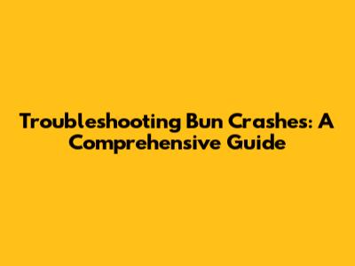 Troubleshooting Bun Crashes: A Comprehensive Guide