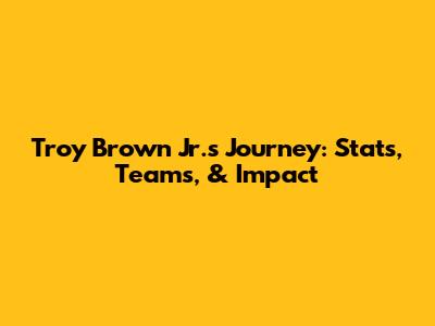 Troy Brown Jr.'s Journey: Stats, Teams, & Impact