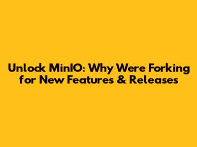 Unlock MinIO: Why We're Forking for New Features & Releases