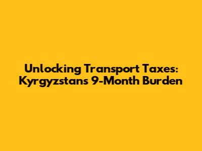 Unlocking Transport Taxes: Kyrgyzstan's 9-Month Burden