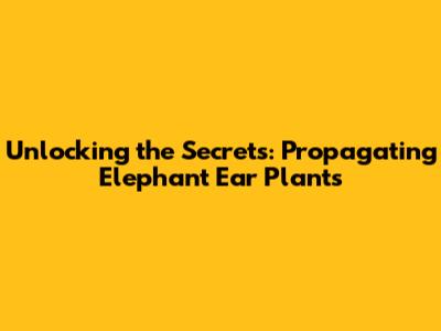 Unlocking the Secrets: Propagating Elephant Ear Plants