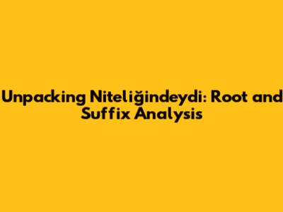 Unpacking 'Niteliğindeydi': Root and Suffix Analysis