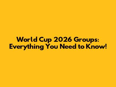 World Cup 2026 Groups: Everything You Need to Know!
