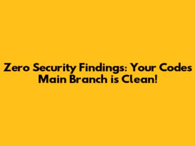 Zero Security Findings: Your Code's Main Branch is Clean!